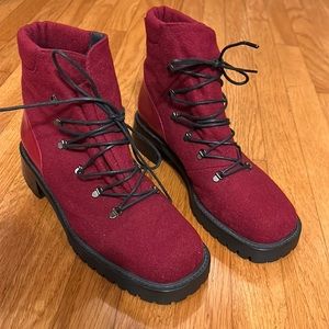 Vintage Rare Stuart Weitzman Red lace top booties